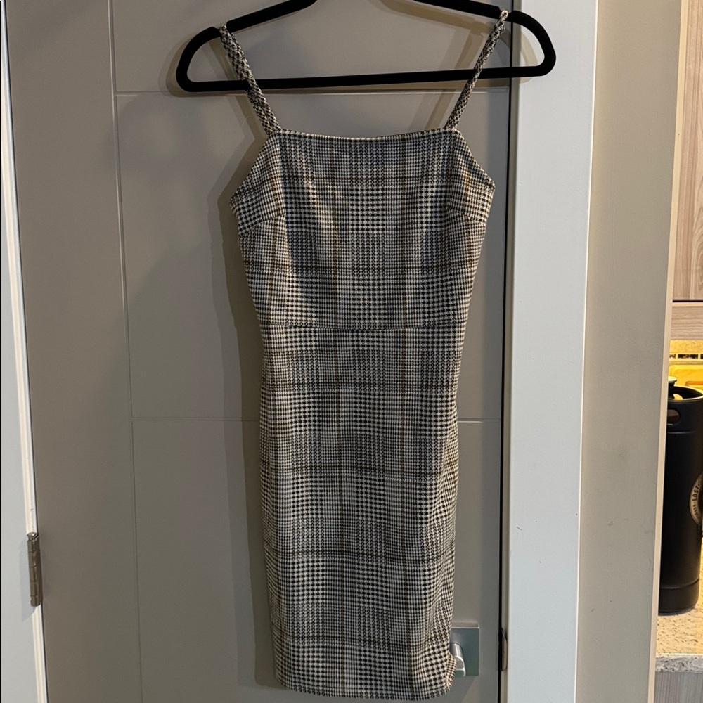 Forever 21 Brown and Black plaid / checkered bodycon slip dress